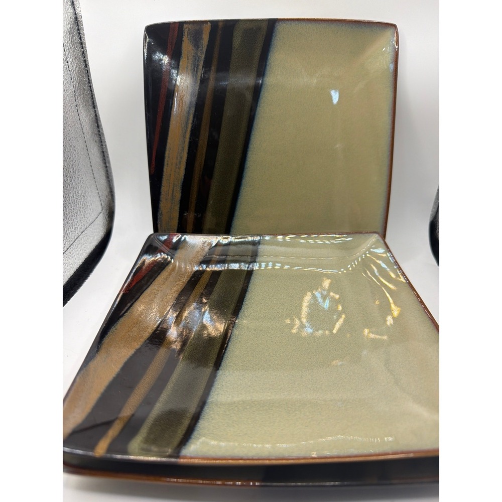 3 Sango Avanti Black #4721 Square 8" Salad Plates